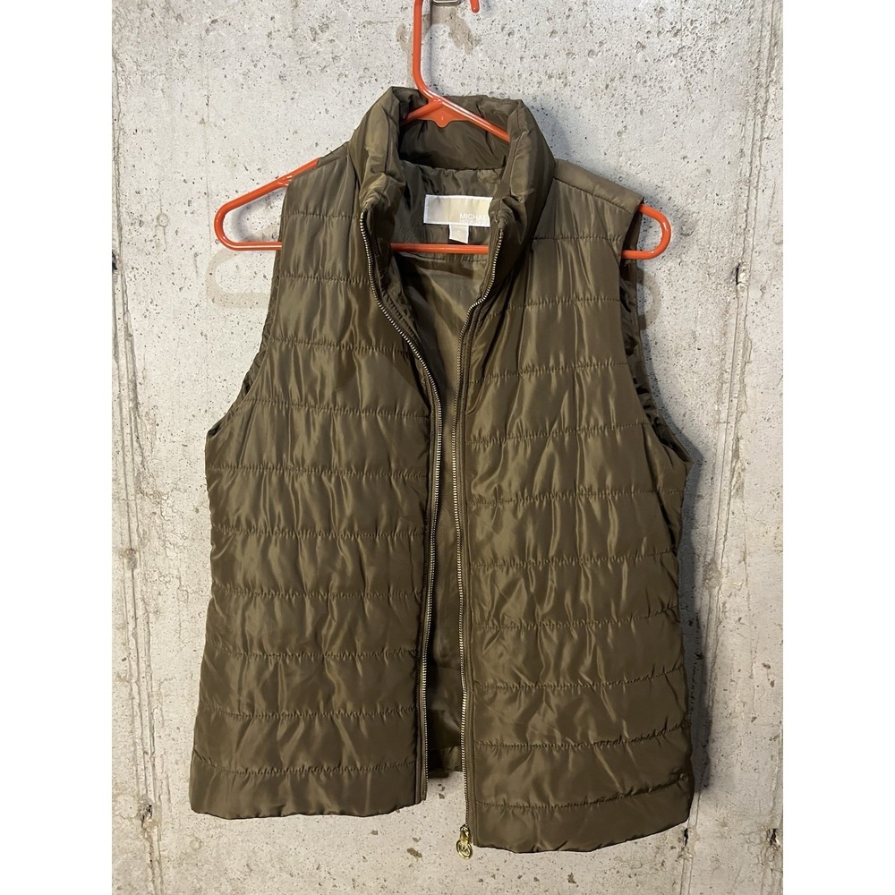 Michael Kors Basics Puffer  Vest Full Zip Taupe Brown Women's‎ Size Medium